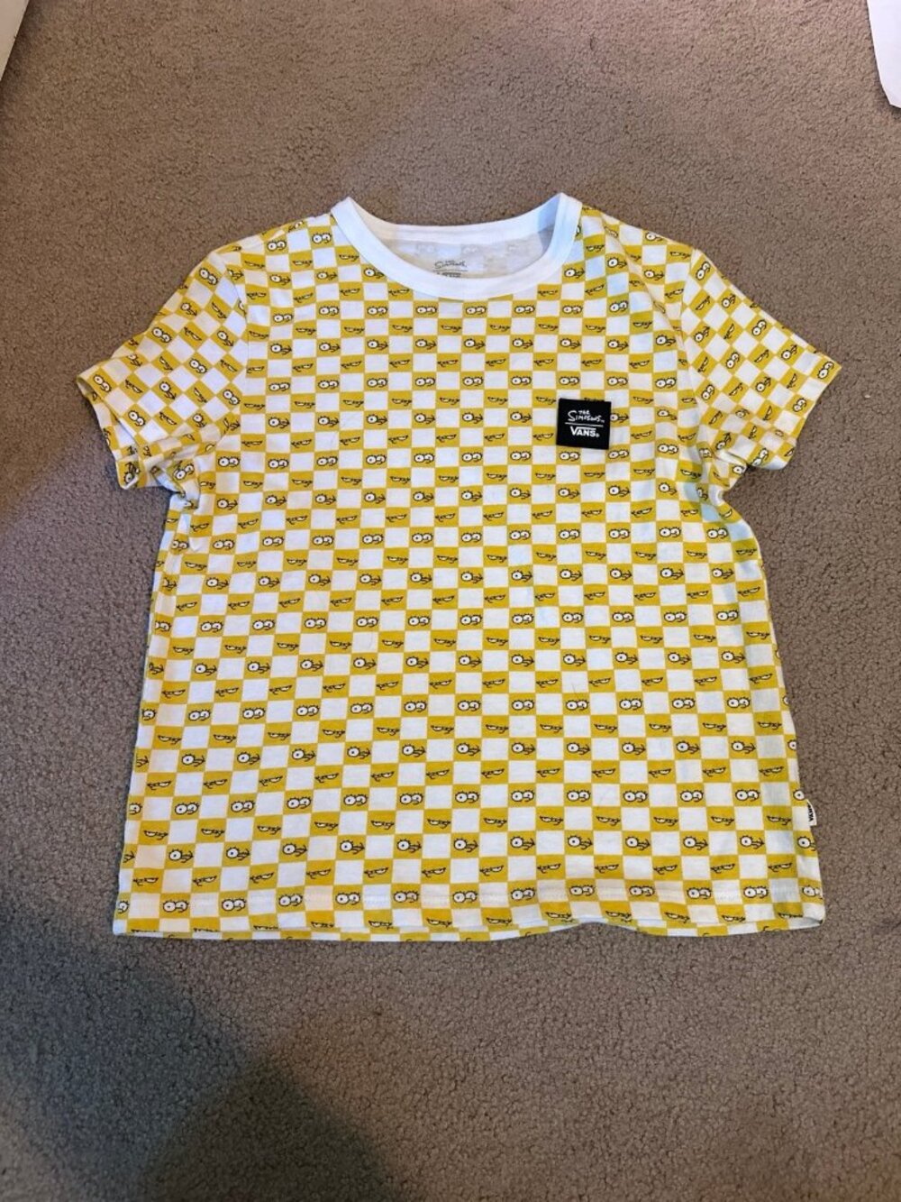 Vans x The Simpsons Checkerboard Shirt Women's S Yellow / White